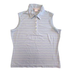 Nike Golf Sleeveless Polo Shirt  Stripe Blue Green Women Size‎ Large 256846-453